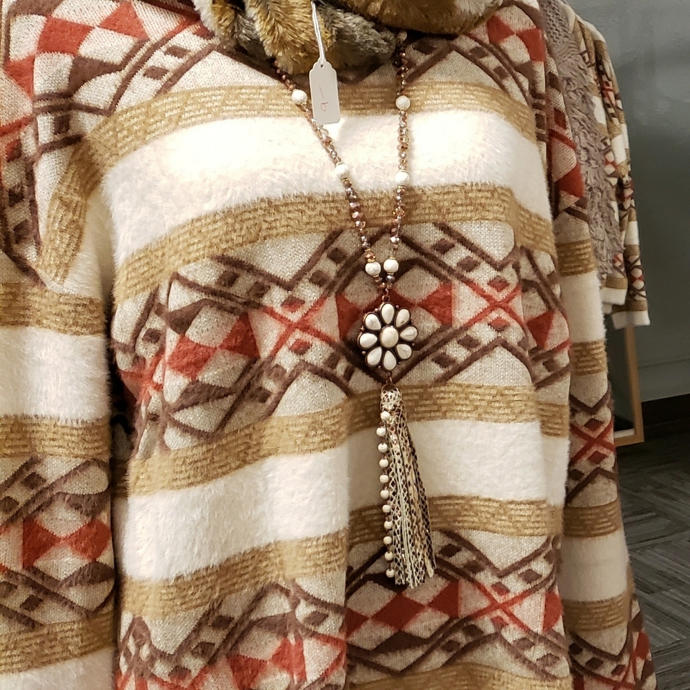 Aztec print women's sweater